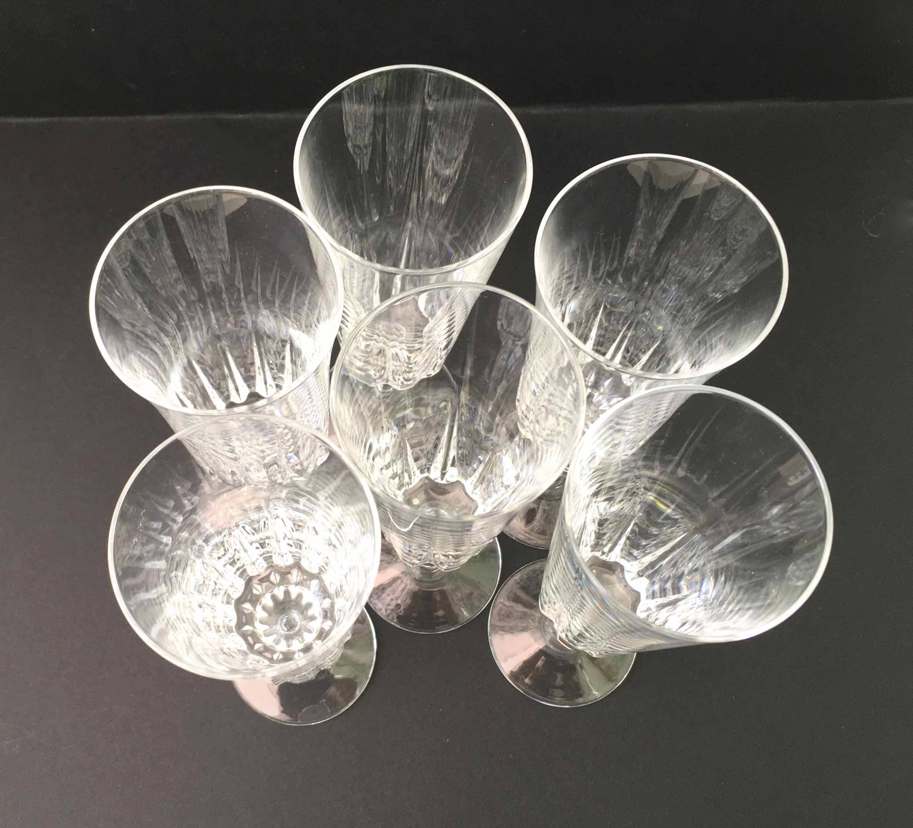 6 cut crystal champagne flutes