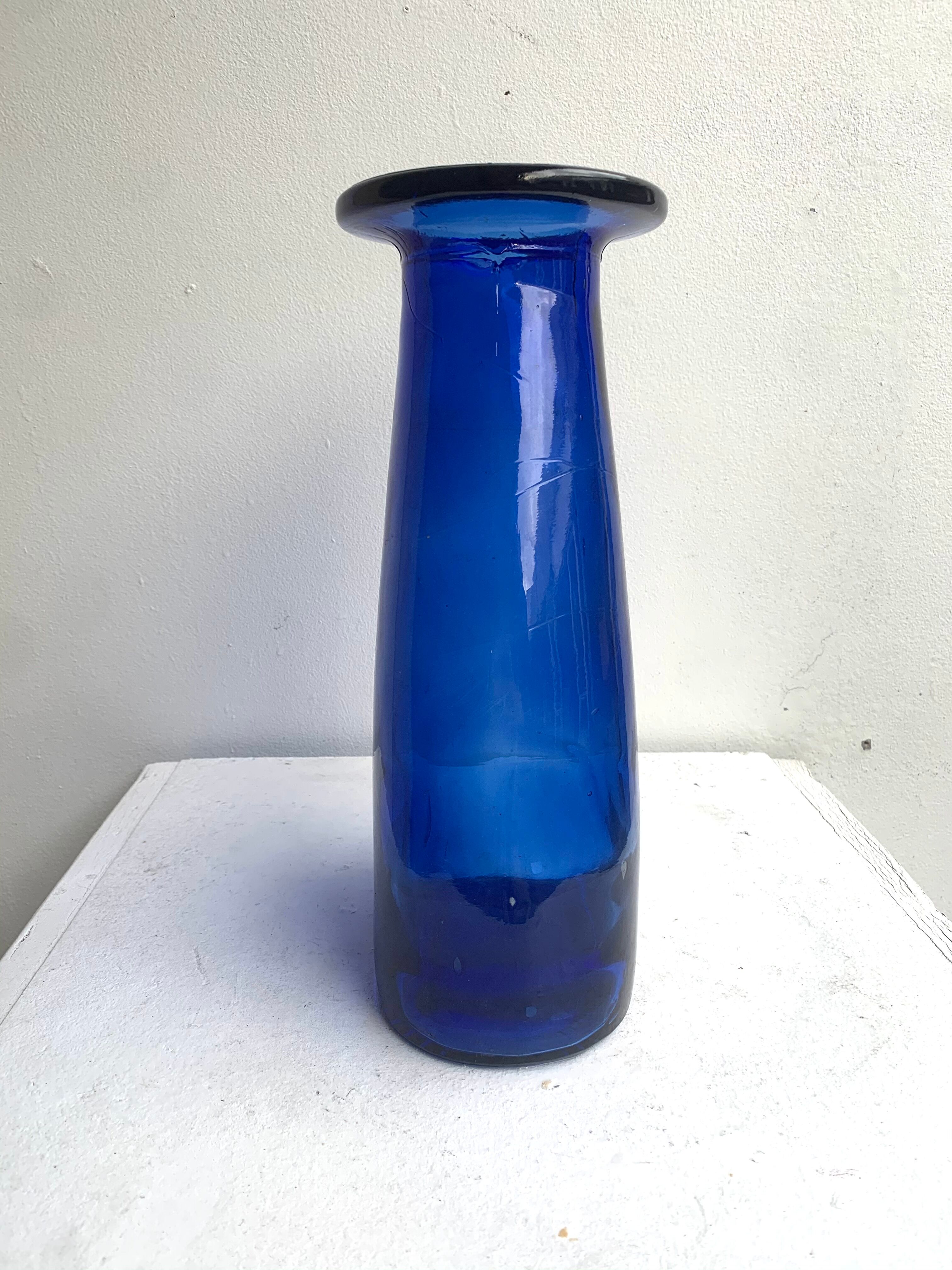 Blue blown glass vase