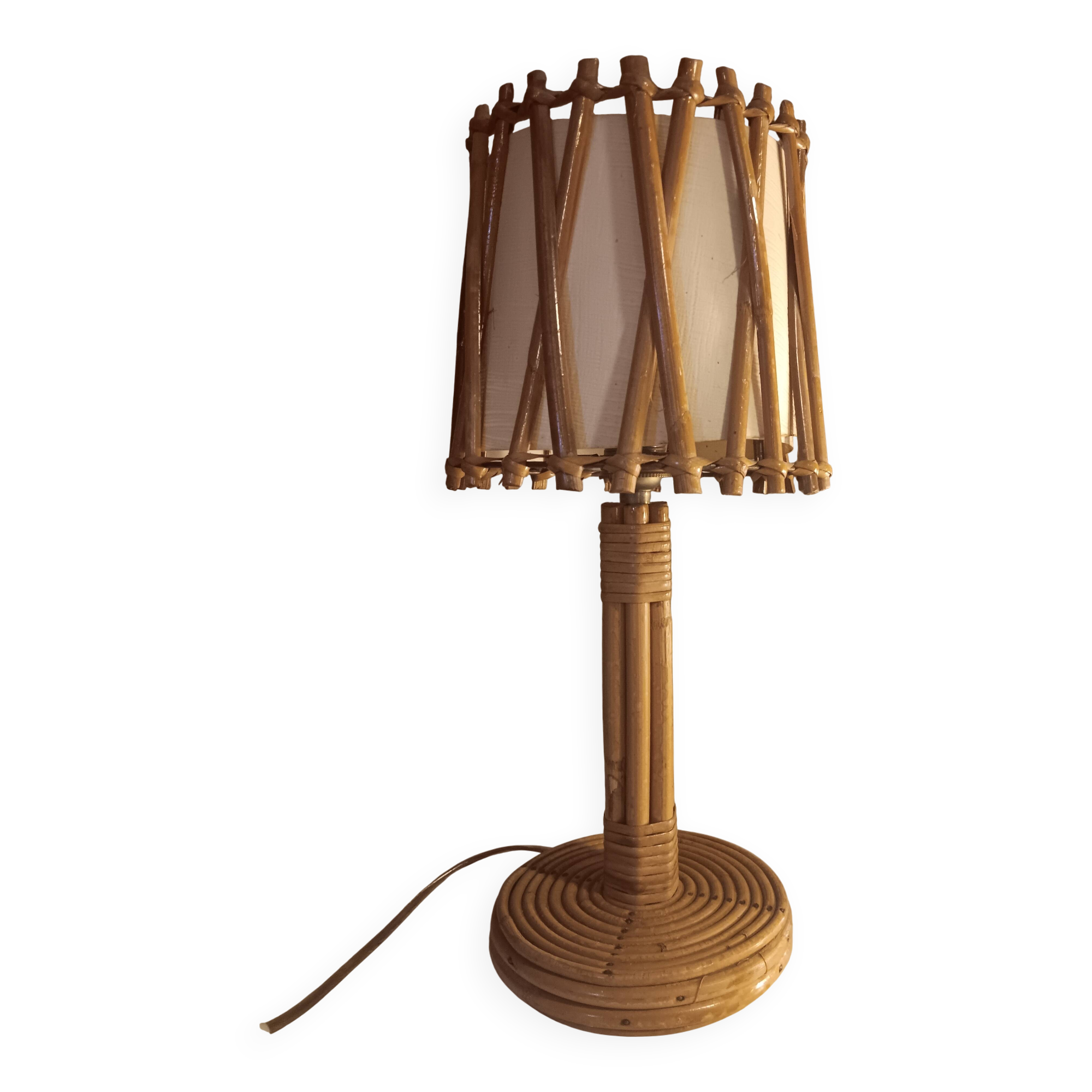 Rattan lamp by Louis Sognot