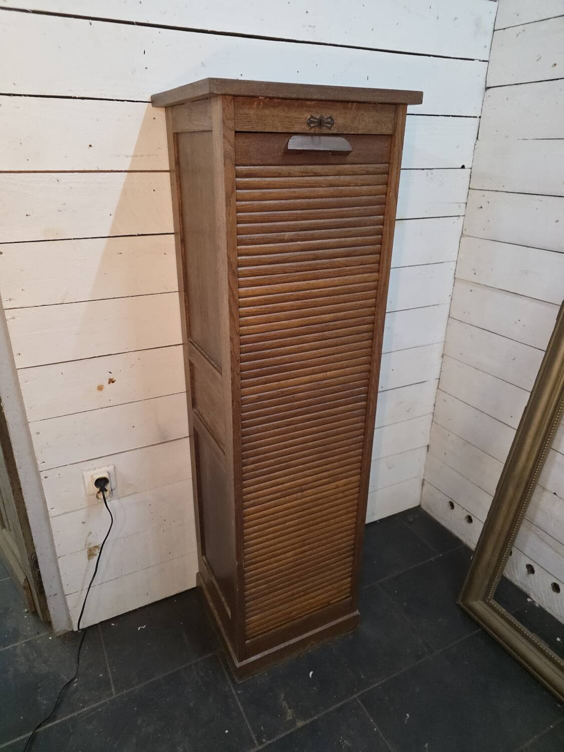 Oak curtain filing cabinet