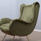 Fauteuil italien des années 1950 style Senior Zanuso en velours vert.