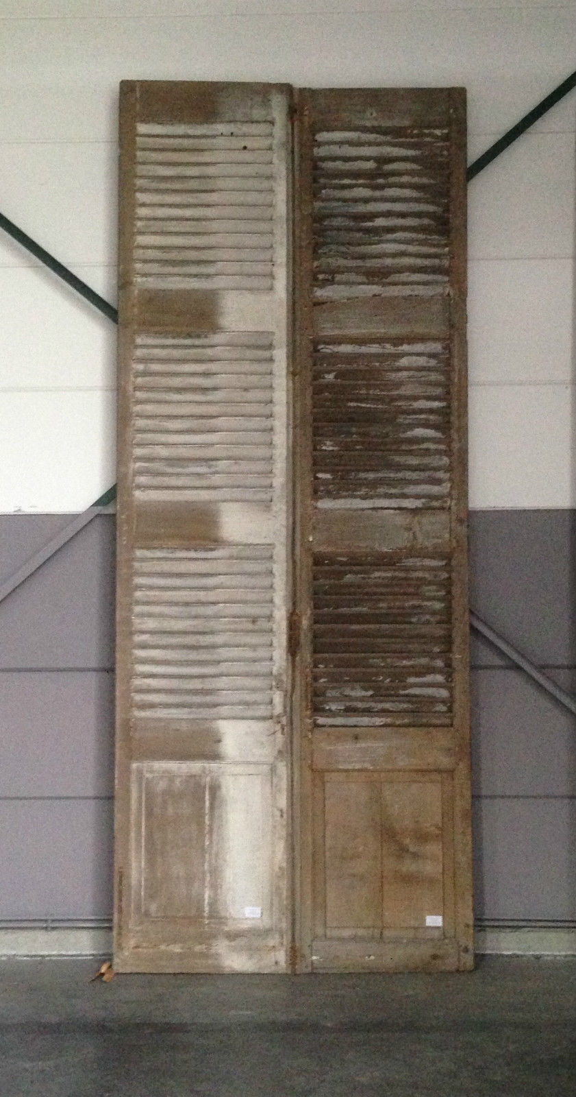 Pair of solid oak louvered shutters