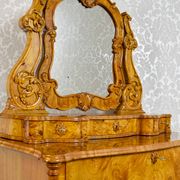 Commode coiffeuse Louis-Philippe en loupe d'orme et frêne - env. 1840-1860