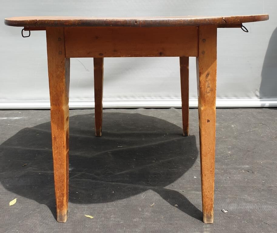 Table pitchpin miel à 2 volets guéridon bistrot vintage