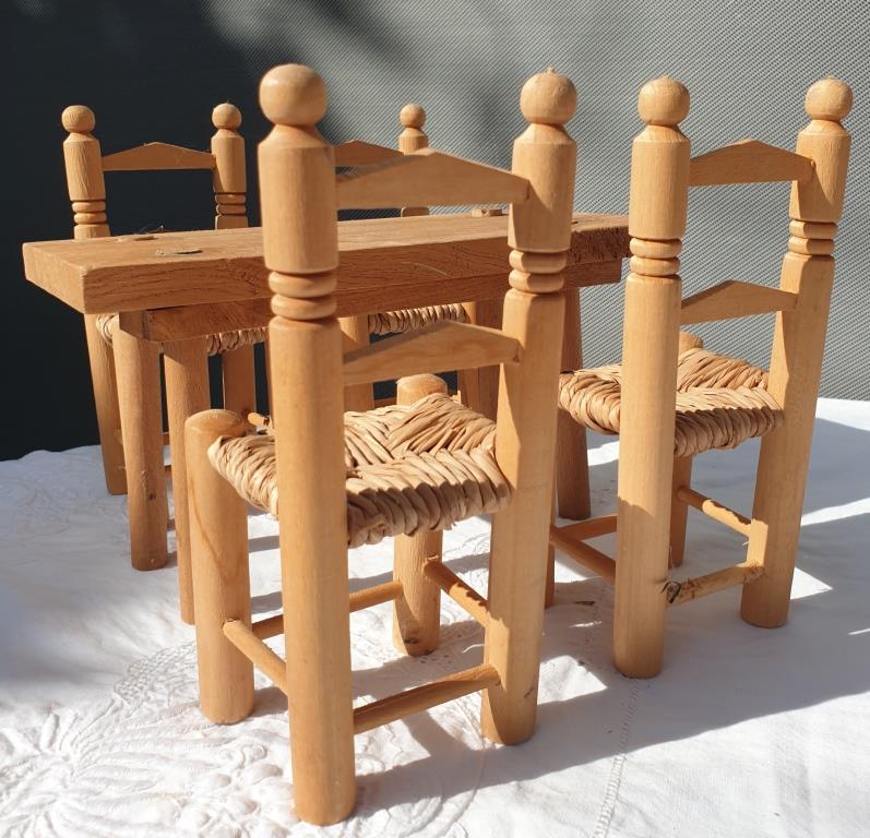 Lot 8 miniature vintage toys tables and seats