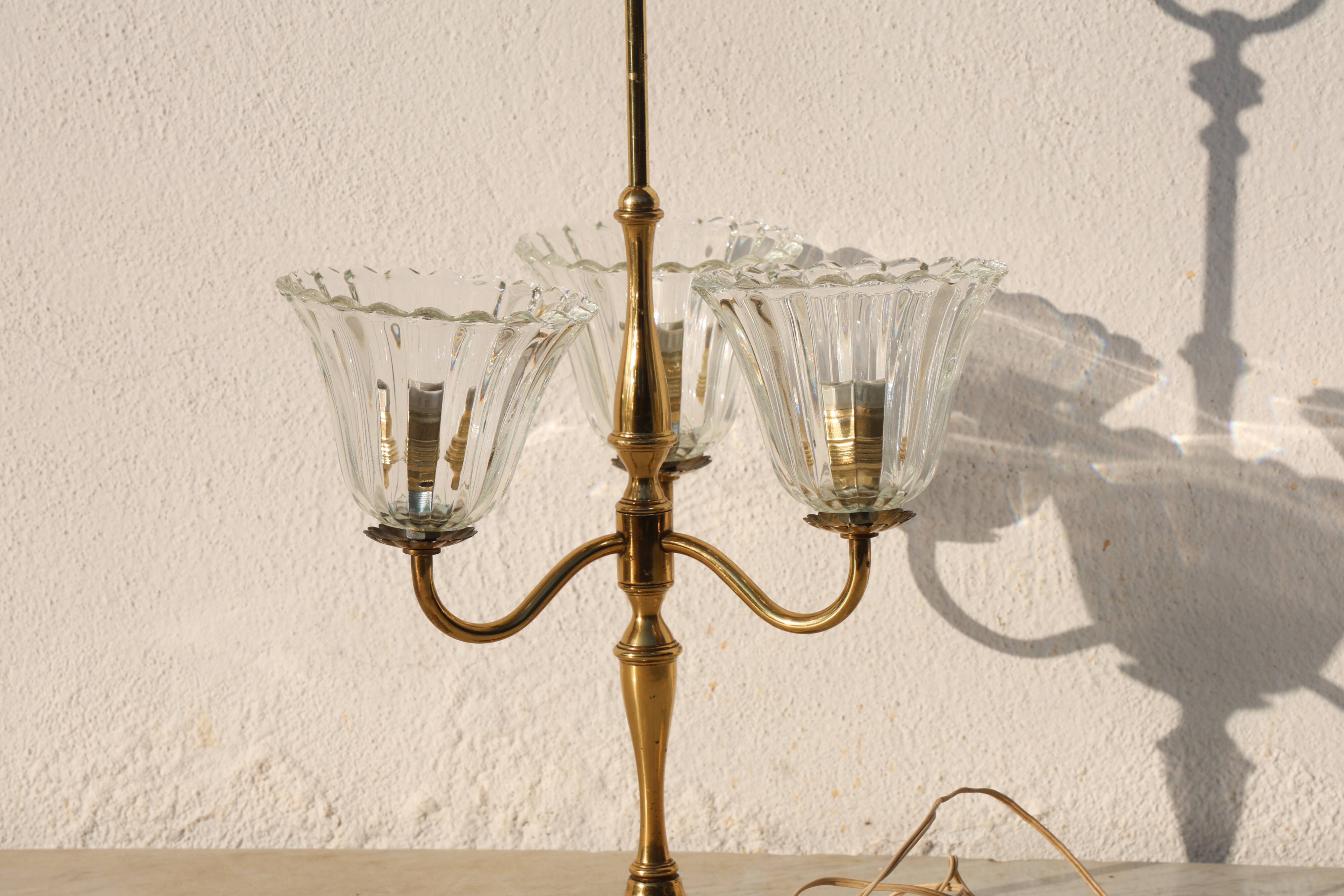 Large Size Art Decò Murano Glass Table Lamp, 1940