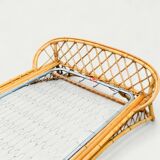 Rattan basket bed 90x190 vintage 1960