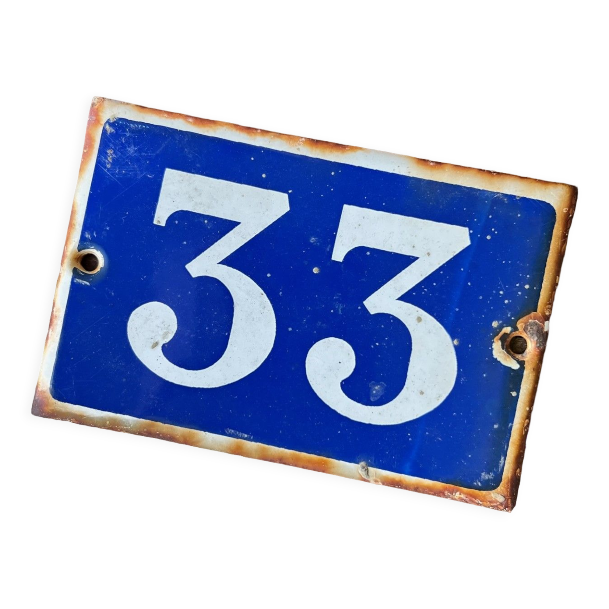 Plaque émaillée bleu "33"