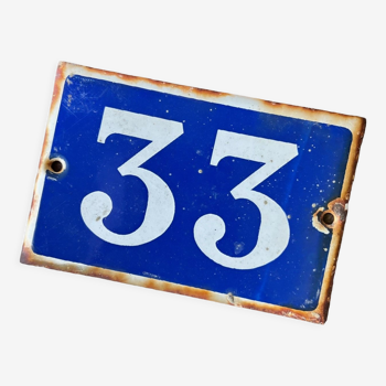 Blue enamel plate "33"