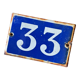Plaque émaillée bleu "33"