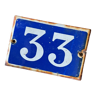 Plaque émaillée bleu "33"