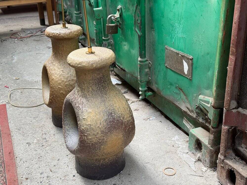 Set of 2 Danish modernist stoneware lamps from the mid-century, 1960s