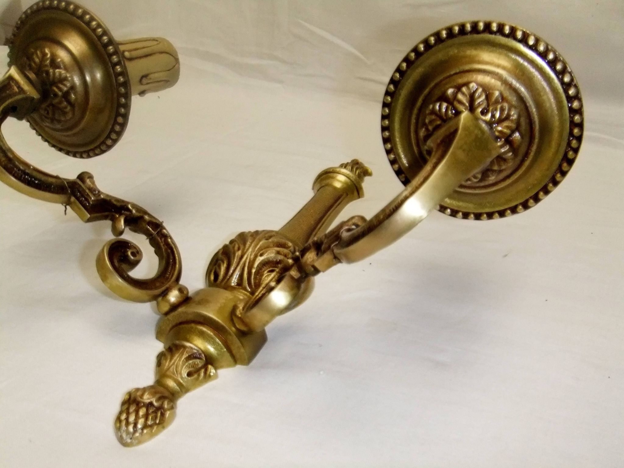 Old bronze double candle holder wall light