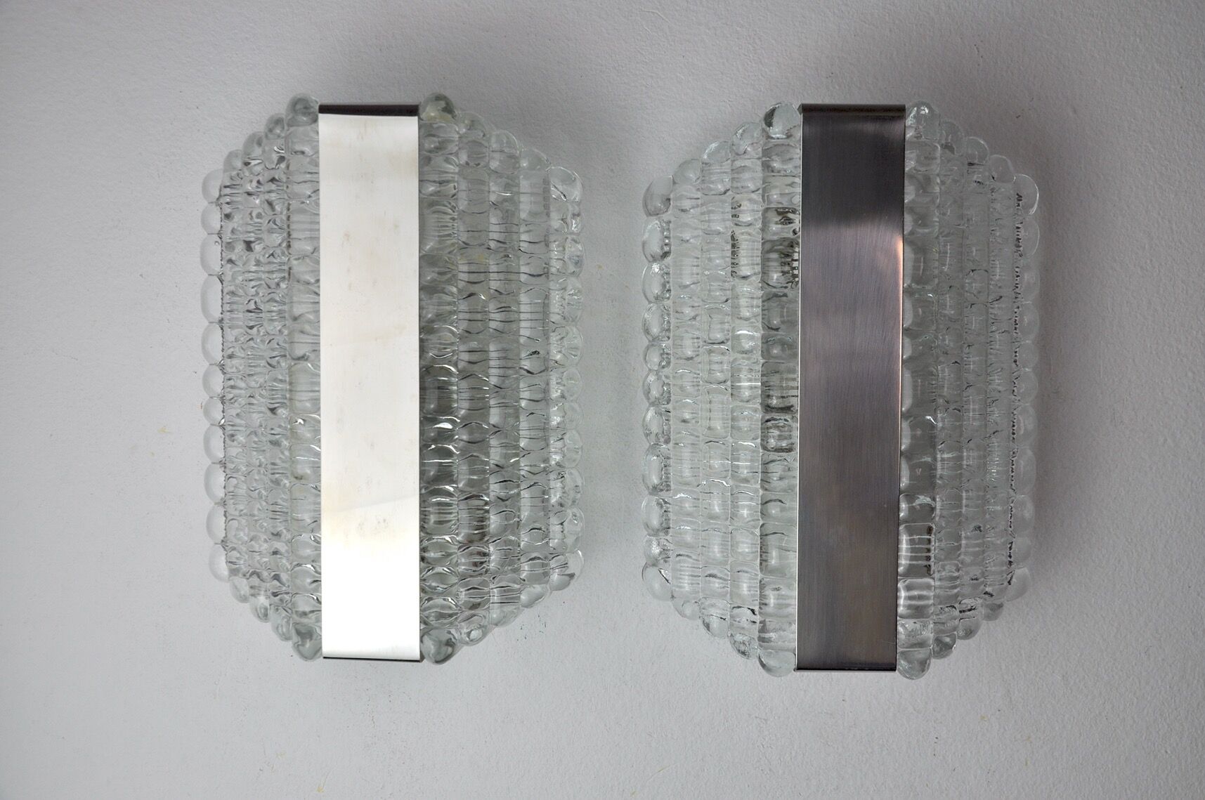 Pair of wall lamps by Kaiser Leuchten, frosted glass, Germany, 1960
