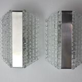 Pair of wall lamps by Kaiser Leuchten, frosted glass, Germany, 1960