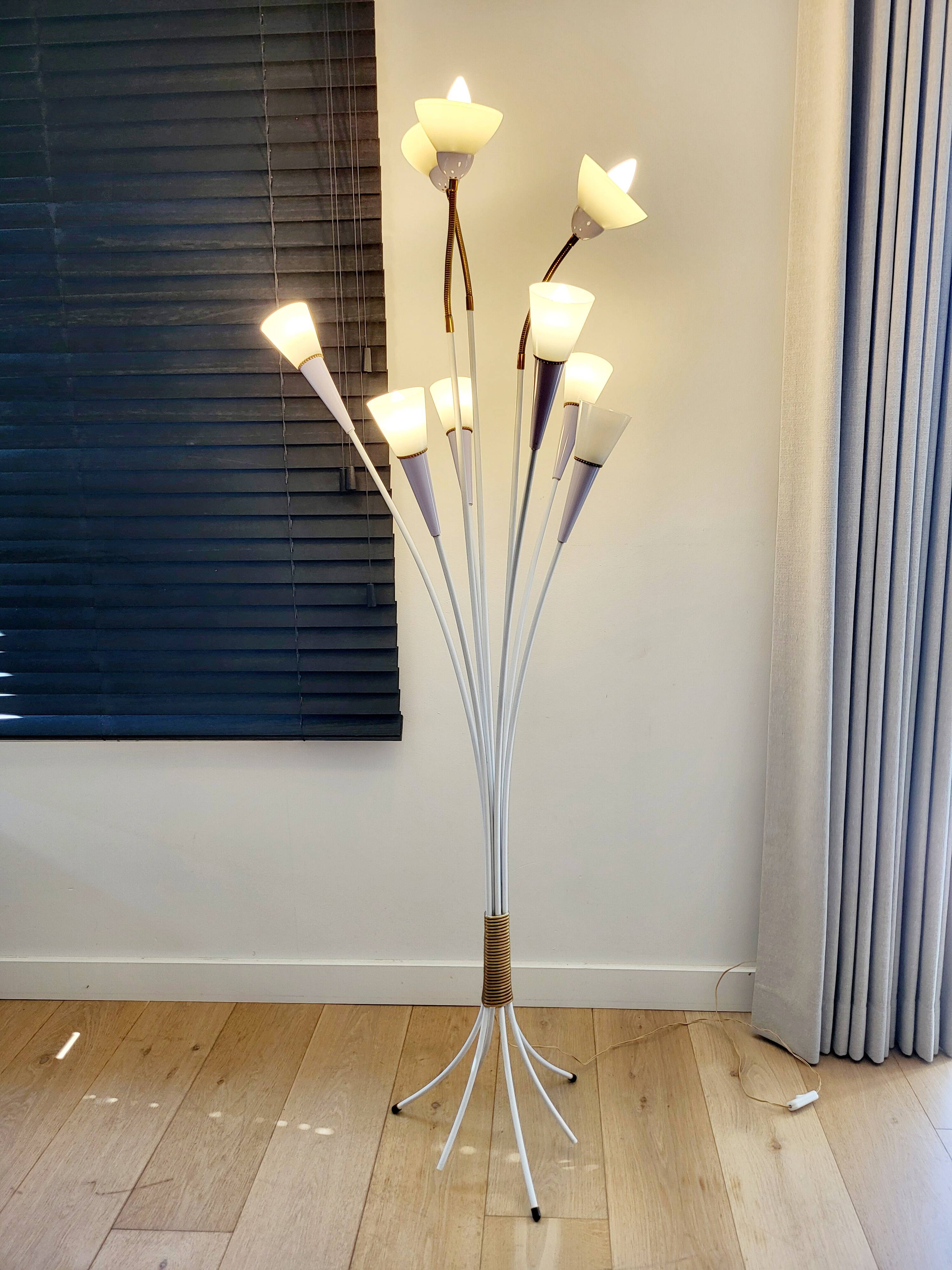 Vintage Spriet vloerlamp met 9 Lichtpunten 1950-1960