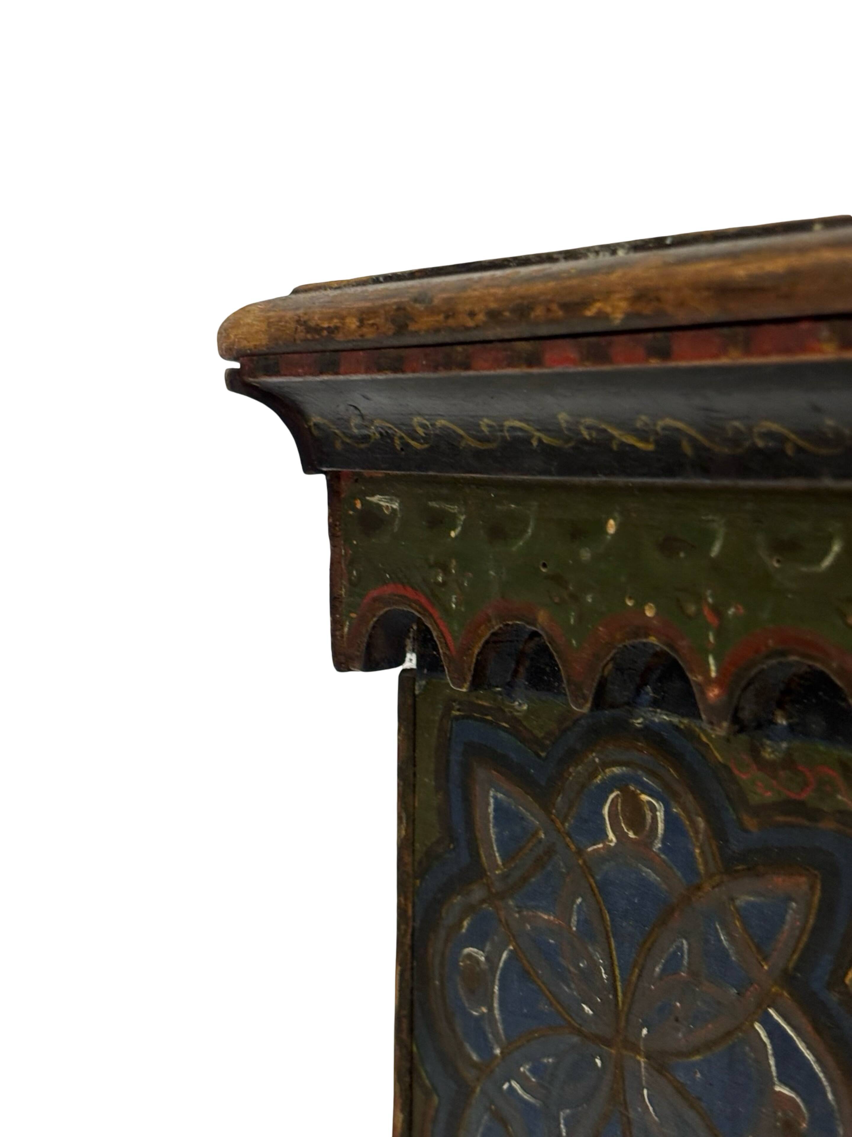 Antique hand-painted Moroccan Moorish Zouak side table
