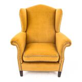 Yellow Wingback armchair, Scandinavia, 1940s