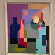 Original Swedish Oil on Canvas – "Abstract Still Life" by BMK (1993) – Signed – Vintage and Framed – 60 × 51 cm