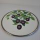Czechoslovak Art Deco Porcelain Tray with Plum Motif and Metal Rim, 1930s