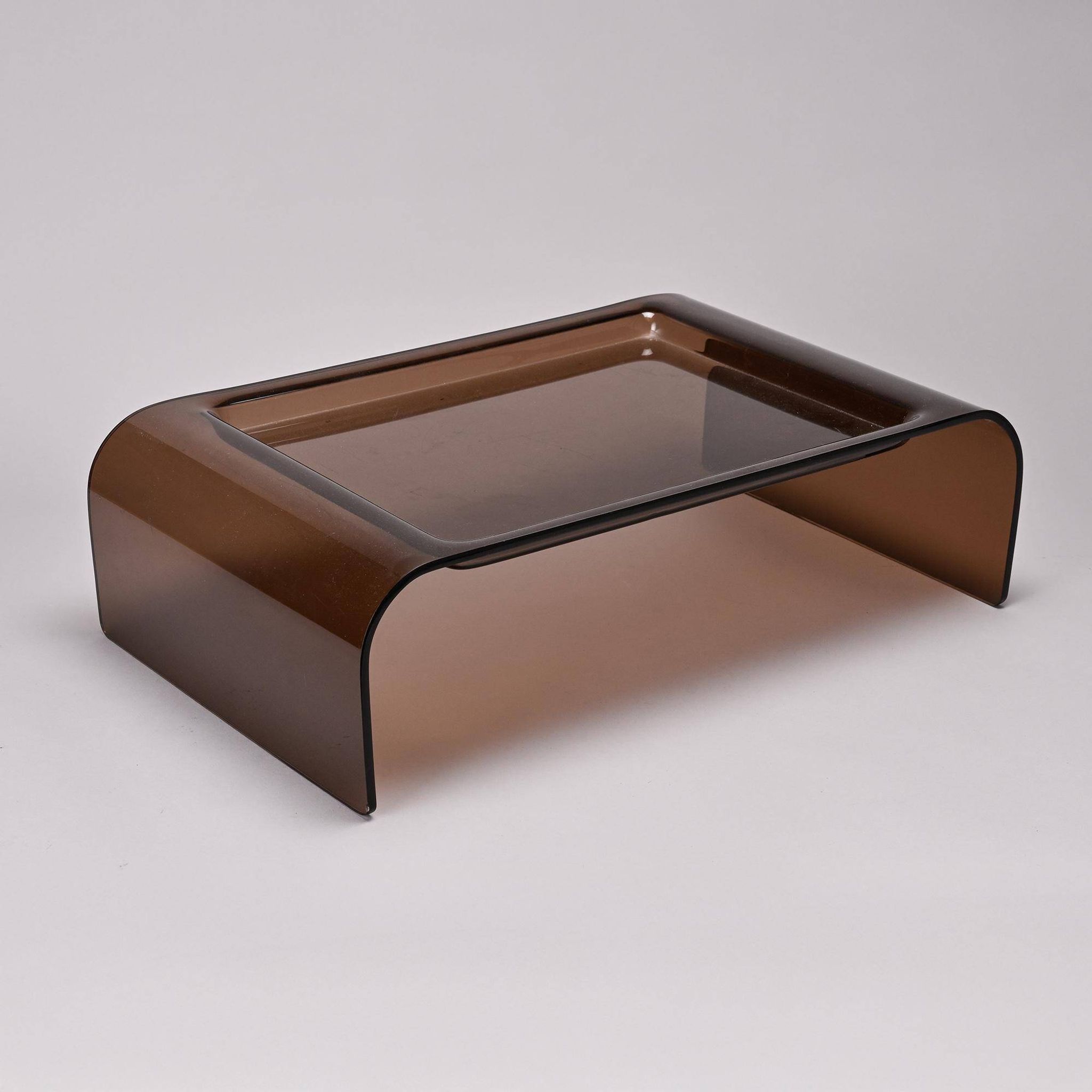 Smoked plexiglass bed tray, circa 1970