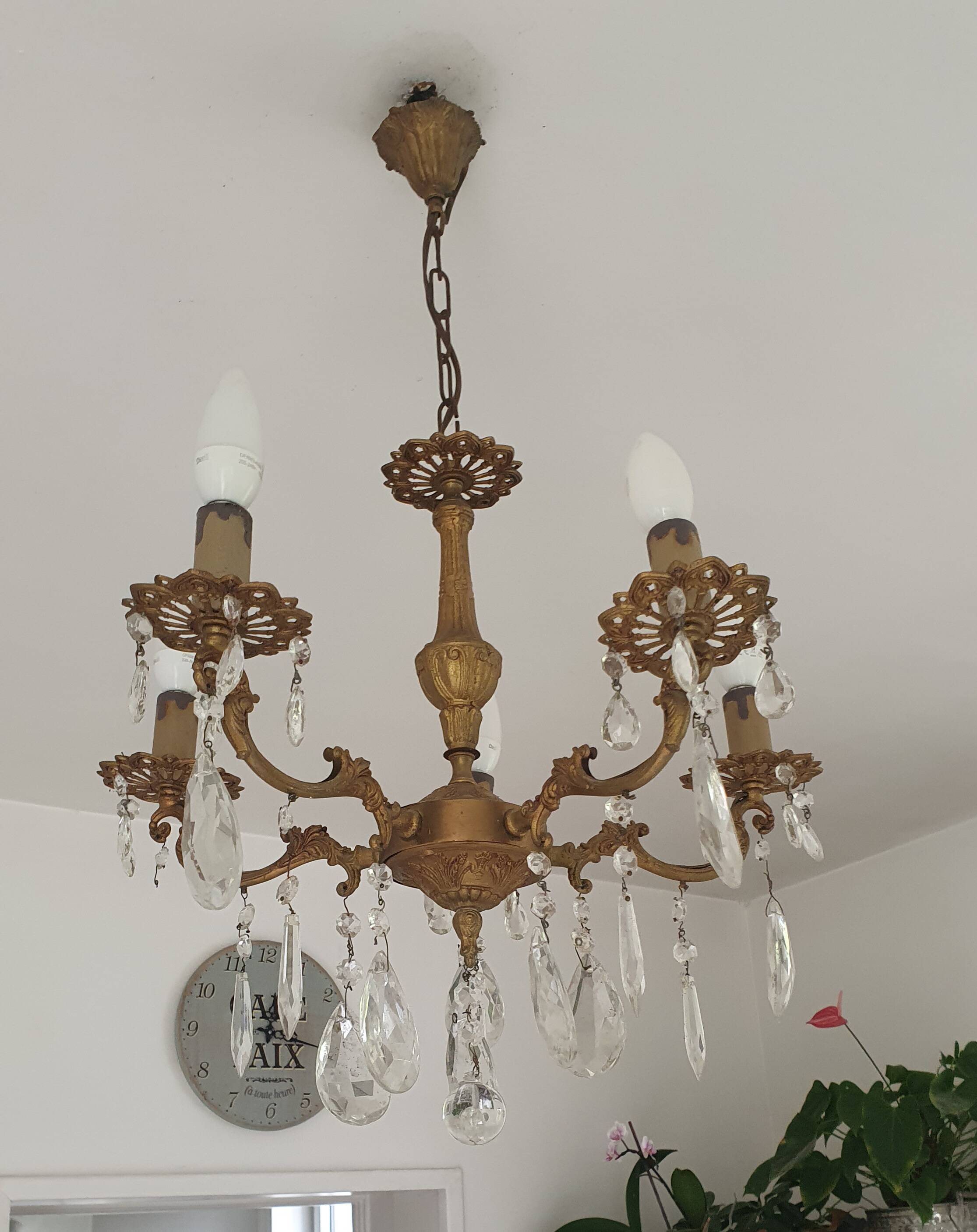 Bronze chandelier and pendants