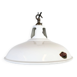 Lampe à suspension industrielle en émail blanc de Thorlux, années 1960