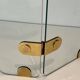 Three-Panel Folding Fire Screen with Clear Glass and Brass Hinges Ova