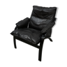 Scandinavian leather armchair in black leather, 1960