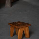Modern Danish Wabi Sabi Stool in Solid Elm, Scandinavia, 1960s