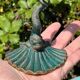 Antique candlestick base – stylised marine fish in patinated bronze