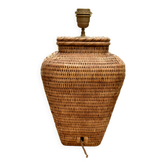Vintage wicker and brass lamp base