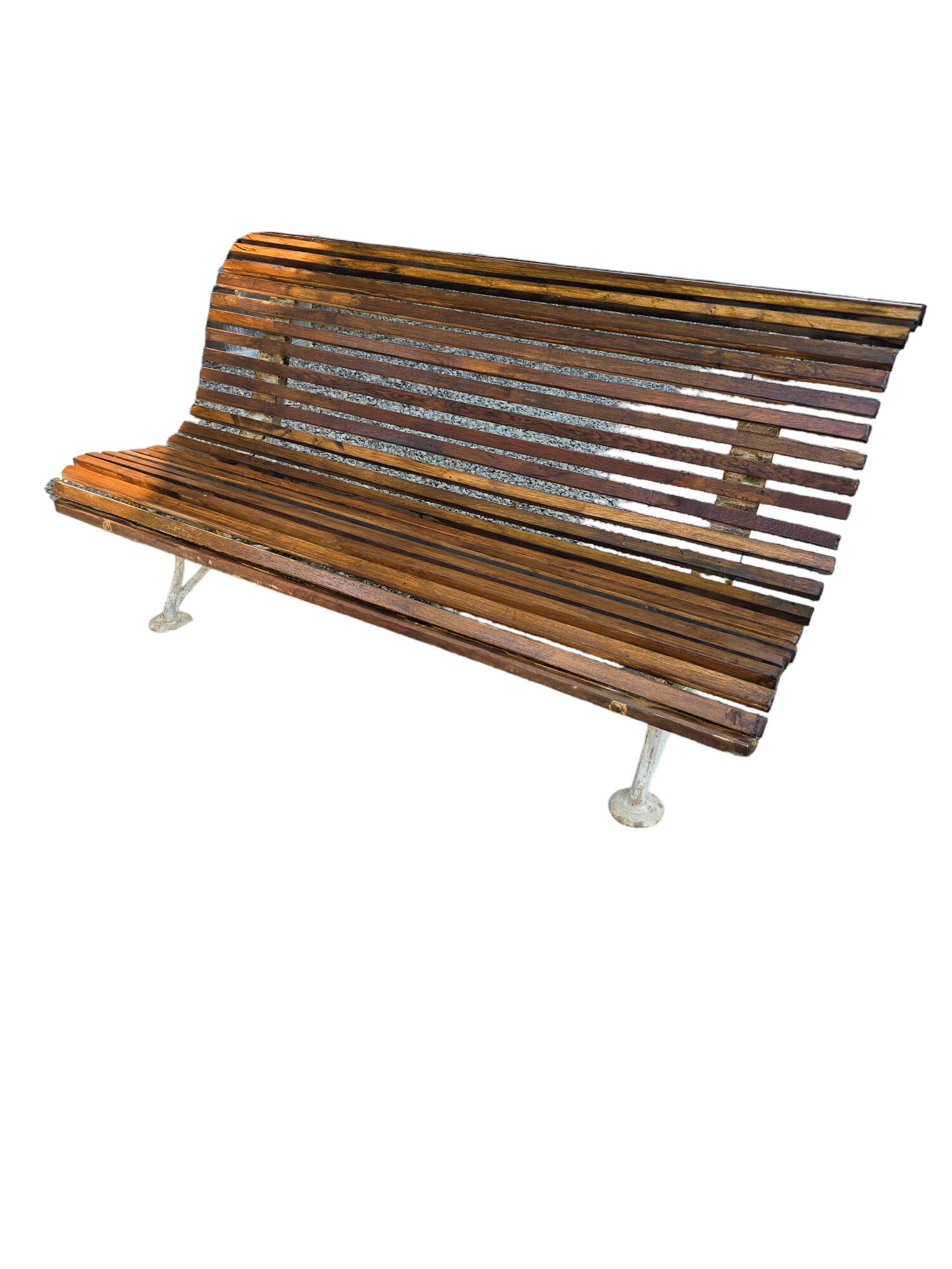 Garden bench with cast iron legs and oak slats