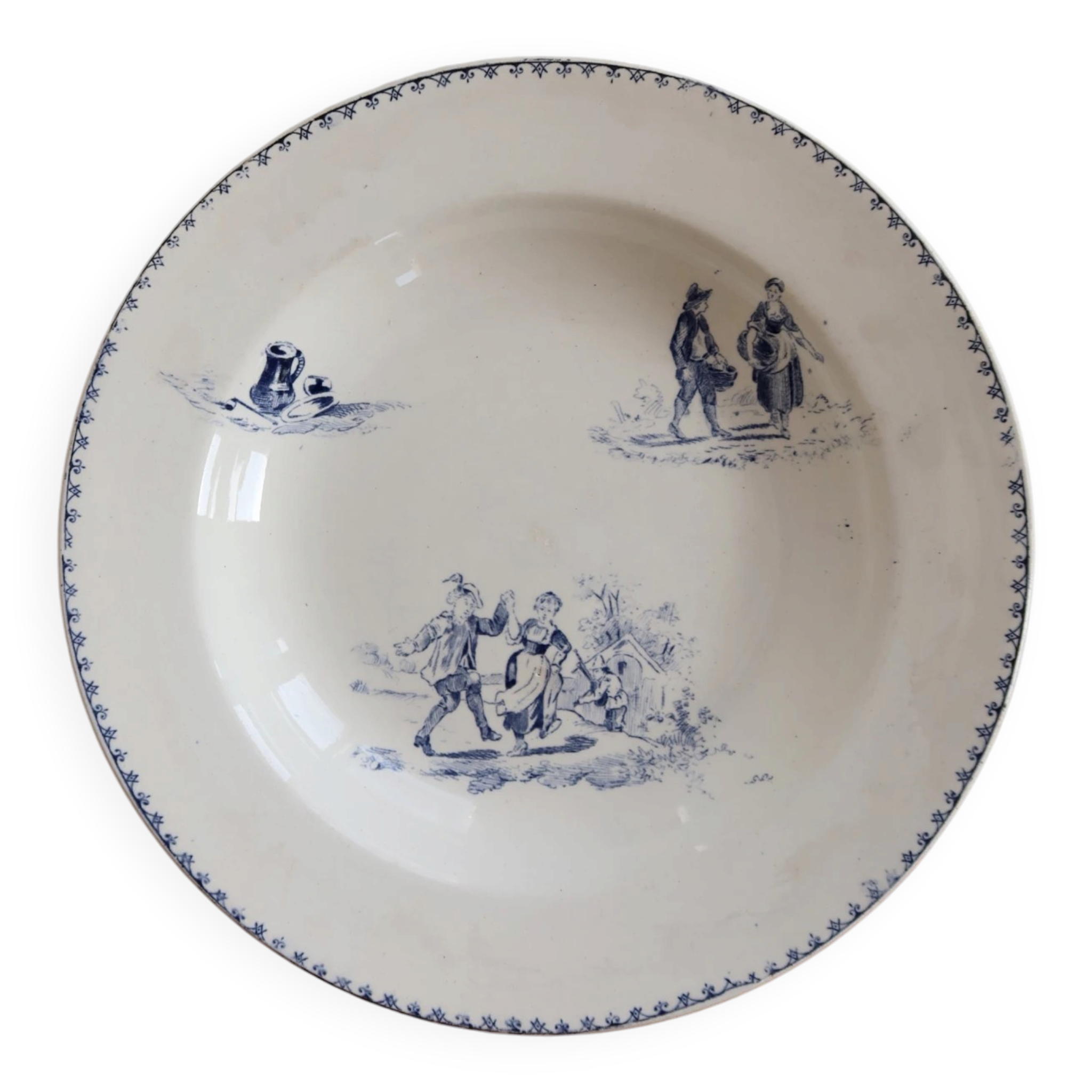 Antique hollow plate Creil and Montereau Téniers service - Ironstone