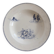 Antique hollow plate Creil and Montereau Téniers service - Ironstone