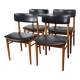 Set of 4 Scandinavian teak and leatherette chairs, 1960