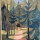 Large Original Swedish Oil on Canvas – 'Forest Road' by Leif Ewens – Signed – Vintage & Framed