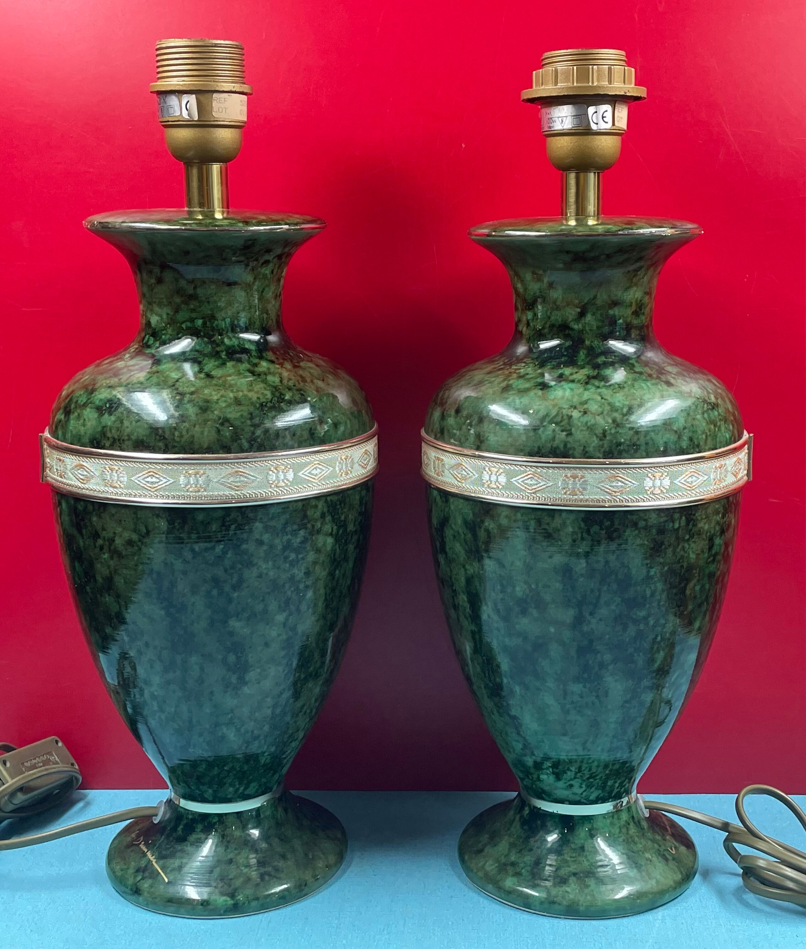 Pair of Louis Drimmer baluster lamps, Regency style, 1970-1980