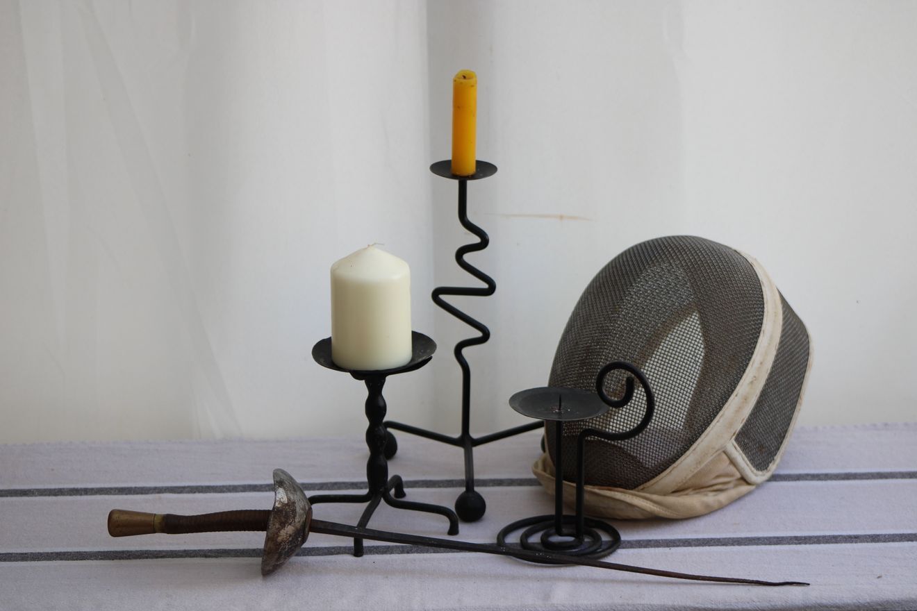 Set of 3 wrought iron candle holders