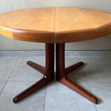 Table scandinave ronde vintage à pied central étoile extensible