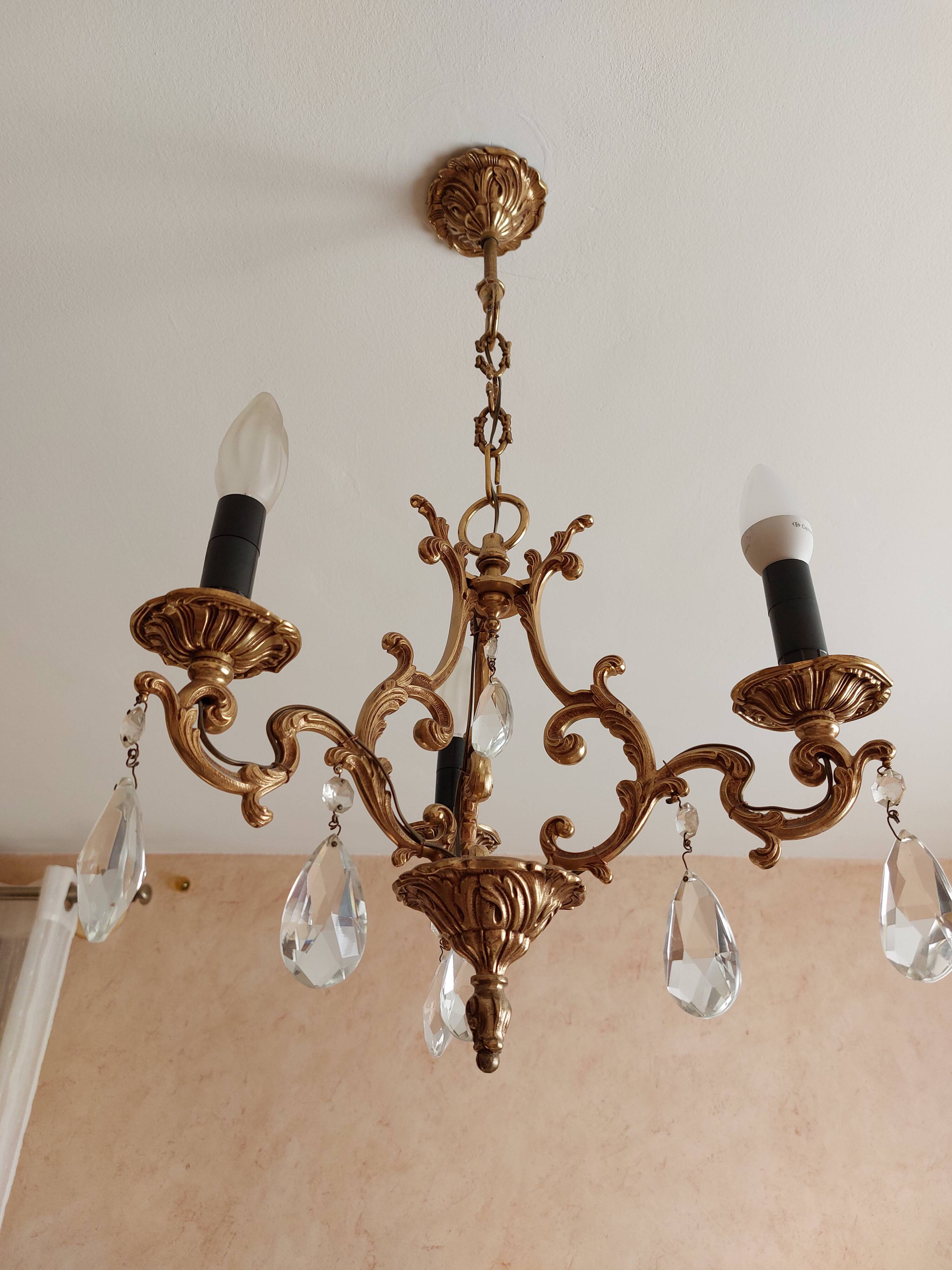 Golden bronze chandelier in Louis XV style