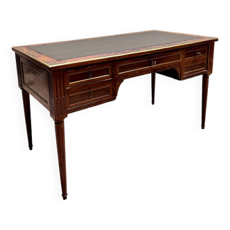 Louis XVI Style Mahogany Flat Desk With Zippers XIX Eme Century