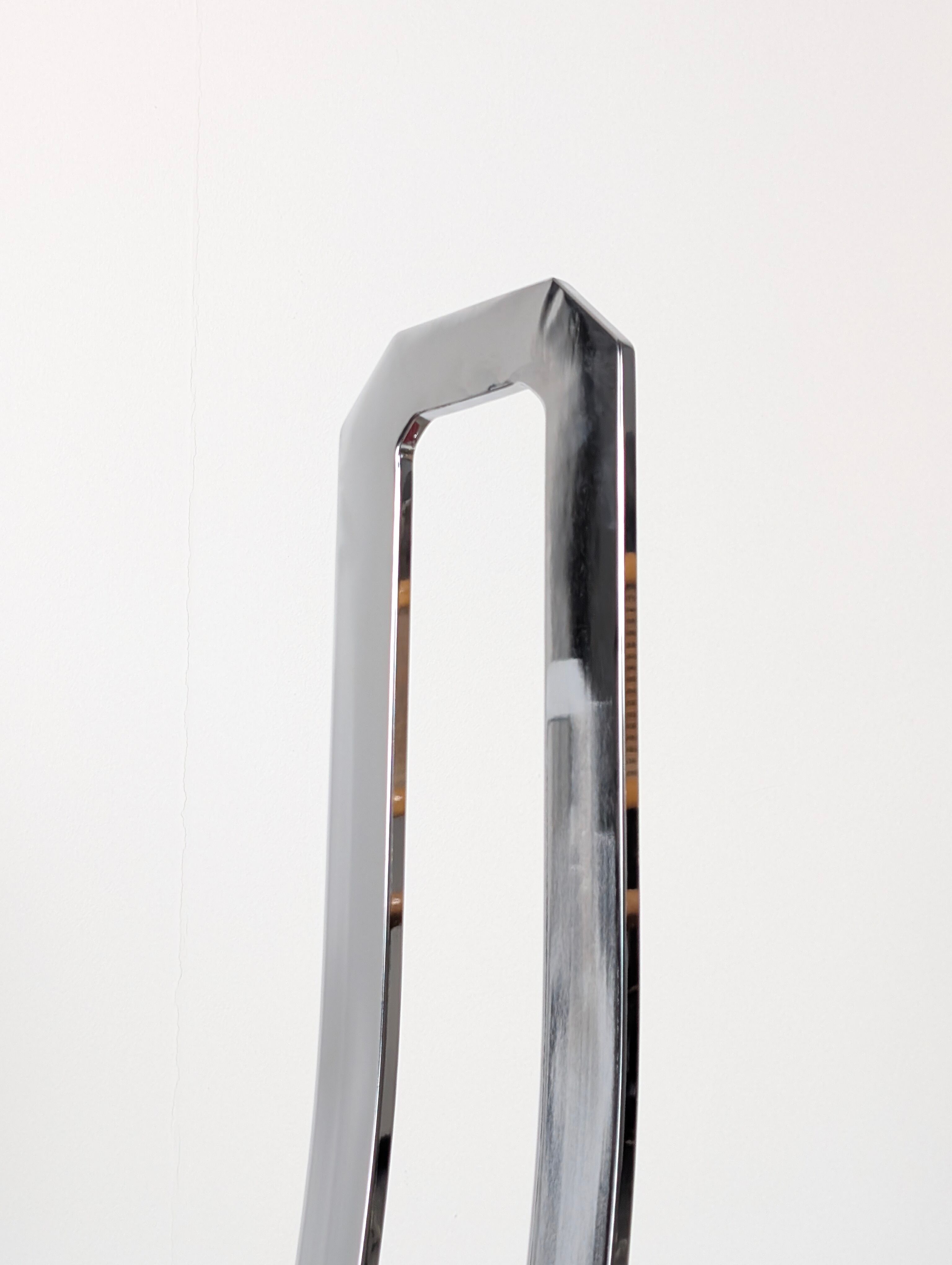 Postmodern chairs in chromed steel and red wood, set of 4, 1980s