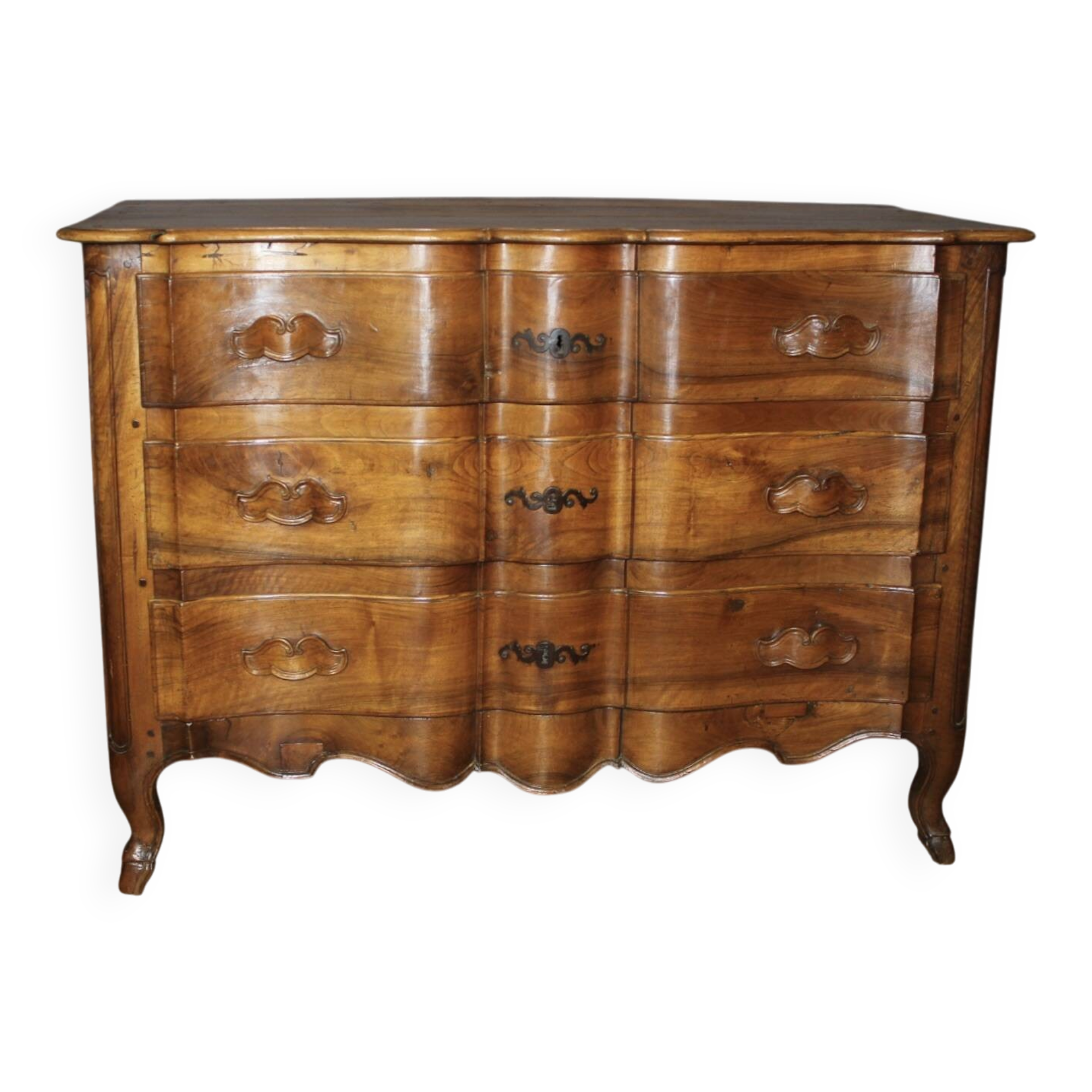 Eighteenth-century walnut crossbow commode.