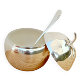 Art Deco, Sweet silver jam jar in the shape of an apple Inactive