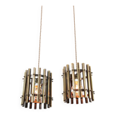 Lampes suspendues vintage en laiton italien, années 1970, lot de 2