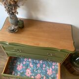 3-drawer chest of drawers redesigned in woody green and wood