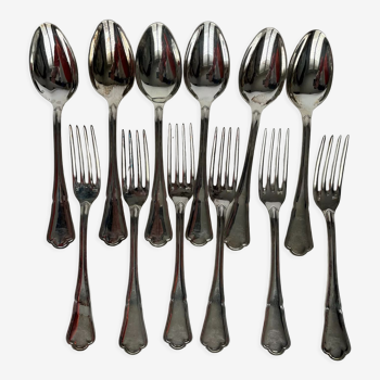 12 cutlery in silver metal Ercuis