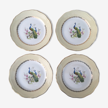 Set of 4 dessert plates model "Peacocks"