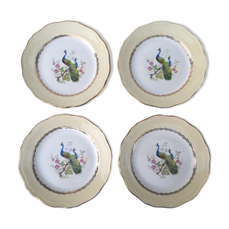 Set of 4 dessert plates model "Peacocks"